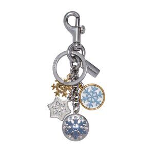 NWT Coach Snowflake Cluster Bag Charm - Silver Multi